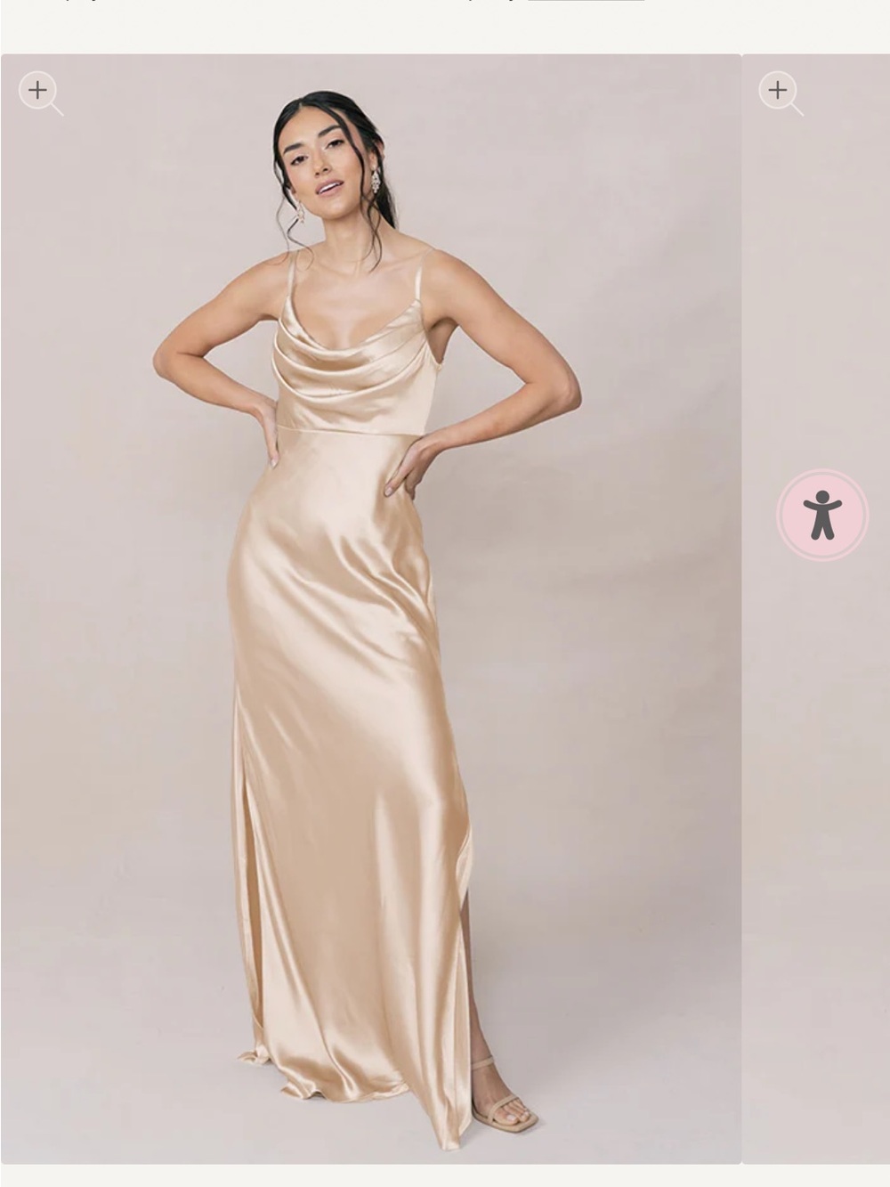 Revelry Skye Satin Dress - Gold Champagne